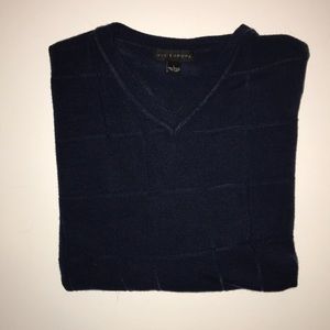 Via Europa Sweaters - Via Europa Large, Navy V-Neck Sweater Via Europa Sweaters - Via Europa Large, Navy V-Neck Sweater